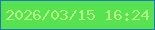 文字の大きさ：4、枠の色：2079bc、背景の色：57e350、文字の色：b3fe88 無料ブログパーツのブログ時計