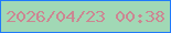 文字の大きさ：2、枠の色：207afb、背景の色：a1d8b5、文字の色：cc8692 無料ブログパーツのブログ時計