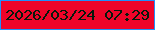 文字の大きさ：4、枠の色：2090fa、背景の色：ef0429、文字の色：08190c 無料ブログパーツのブログ時計