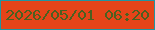 文字の大きさ：2、枠の色：2095a1、背景の色：e54419、文字の色：4b6020 無料ブログパーツのブログ時計