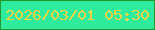 文字の大きさ：4、枠の色：209a2d、背景の色：2eeb9d、文字の色：f2d542 無料ブログパーツのブログ時計