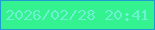 文字の大きさ：4、枠の色：209bd2、背景の色：35f291、文字の色：6ef0d3 無料ブログパーツのブログ時計