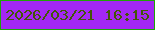 文字の大きさ：1、枠の色：20a405、背景の色：a327f3、文字の色：425606 無料ブログパーツのブログ時計