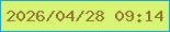 文字の大きさ：5、枠の色：20a4cb、背景の色：d8f474、文字の色：90732c 無料ブログパーツのブログ時計