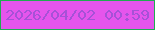 文字の大きさ：3、枠の色：20ac51、背景の色：e555ec、文字の色：a651d7 無料ブログパーツのブログ時計