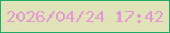 文字の大きさ：4、枠の色：20ac68、背景の色：e0e2b7、文字の色：e497d2 無料ブログパーツのブログ時計