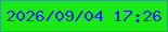 文字の大きさ：5、枠の色：20b072、背景の色：19ea13、文字の色：1b29e1 無料ブログパーツのブログ時計
