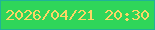 文字の大きさ：3、枠の色：20b398、背景の色：2fd65a、文字の色：fcd665 無料ブログパーツのブログ時計