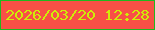 文字の大きさ：5、枠の色：20b81e、背景の色：f85046、文字の色：cfed08 無料ブログパーツのブログ時計