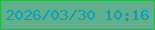 文字の大きさ：1、枠の色：20bb46、背景の色：61af8c、文字の色：0aa1b7 無料ブログパーツのブログ時計