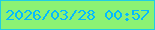 文字の大きさ：4、枠の色：20cde3、背景の色：8bf274、文字の色：03baff 無料ブログパーツのブログ時計