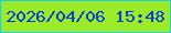 文字の大きさ：3、枠の色：20ceeb、背景の色：9ceb29、文字の色：063dd8 無料ブログパーツのブログ時計