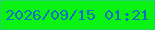 文字の大きさ：1、枠の色：20d268、背景の色：0af312、文字の色：0e6ec3 無料ブログパーツのブログ時計