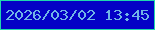 文字の大きさ：2、枠の色：20d7ad、背景の色：0401c6、文字の色：71b4e6 無料ブログパーツのブログ時計