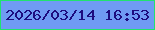 文字の大きさ：3、枠の色：20e36f、背景の色：6f9bf4、文字の色：1d0c7f 無料ブログパーツのブログ時計