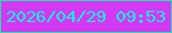 文字の大きさ：3、枠の色：20e5a7、背景の色：d339f3、文字の色：09f8e6 無料ブログパーツのブログ時計