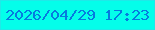 文字の大きさ：1、枠の色：20e9e8、背景の色：04feea、文字の色：067bdf 無料ブログパーツのブログ時計