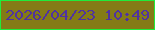 文字の大きさ：2、枠の色：20eb3b、背景の色：847b16、文字の色：4f32a1 無料ブログパーツのブログ時計