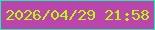 文字の大きさ：3、枠の色：20ecab、背景の色：bc45ad、文字の色：b3fe0a 無料ブログパーツのブログ時計
