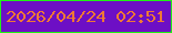 文字の大きさ：2、枠の色：20f116、背景の色：6d0fc5、文字の色：ef7934 無料ブログパーツのブログ時計