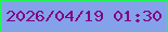 文字の大きさ：1、枠の色：20f54f、背景の色：84a2eb、文字の色：82027e 無料ブログパーツのブログ時計