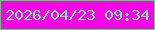 文字の大きさ：2、枠の色：20f63e、背景の色：f506e4、文字の色：74efa7 無料ブログパーツのブログ時計