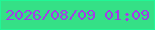 文字の大きさ：4、枠の色：20f796、背景の色：35e086、文字の色：a43de7 無料ブログパーツのブログ時計