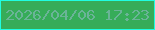 文字の大きさ：2、枠の色：20fde2、背景の色：36ac59、文字の色：6ab497 無料ブログパーツのブログ時計