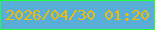 文字の大きさ：4、枠の色：20ff39、背景の色：58aed7、文字の色：efbd06 無料ブログパーツのブログ時計