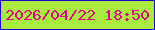 文字の大きさ：1、枠の色：2103c5、背景の色：a9ec40、文字の色：e30785 無料ブログパーツのブログ時計
