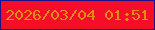 文字の大きさ：5、枠の色：210f8a、背景の色：f60e29、文字の色：db9012 無料ブログパーツのブログ時計
