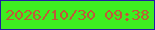 文字の大きさ：1、枠の色：211ca4、背景の色：3eed21、文字の色：c05839 無料ブログパーツのブログ時計