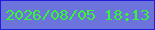文字の大きさ：1、枠の色：211eda、背景の色：6c74db、文字の色：35f535 無料ブログパーツのブログ時計