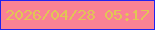 文字の大きさ：1、枠の色：2122ef、背景の色：fa8294、文字の色：e1c555 無料ブログパーツのブログ時計