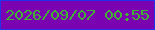 文字の大きさ：3、枠の色：2130ea、背景の色：7b02b1、文字の色：41b133 無料ブログパーツのブログ時計