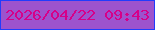 文字の大きさ：2、枠の色：213cfc、背景の色：9d53cd、文字の色：d60089 無料ブログパーツのブログ時計