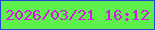 文字の大きさ：2、枠の色：2145d4、背景の色：5ef04d、文字の色：d318e4 無料ブログパーツのブログ時計