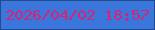 文字の大きさ：4、枠の色：214a8f、背景の色：3a76db、文字の色：d72371 無料ブログパーツのブログ時計