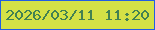 文字の大きさ：2、枠の色：215ee3、背景の色：d4e146、文字の色：428152 無料ブログパーツのブログ時計