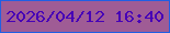 文字の大きさ：5、枠の色：215fe3、背景の色：9f5c95、文字の色：4703b6 無料ブログパーツのブログ時計