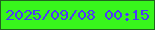 文字の大きさ：5、枠の色：21641e、背景の色：38f51c、文字の色：4d38f9 無料ブログパーツのブログ時計