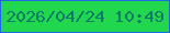 文字の大きさ：1、枠の色：2167e4、背景の色：21d74e、文字の色：0b7a66 無料ブログパーツのブログ時計