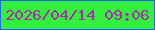 文字の大きさ：3、枠の色：2167ec、背景の色：34f03e、文字の色：ae29b1 無料ブログパーツのブログ時計