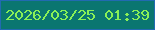 文字の大きさ：4、枠の色：216ab1、背景の色：0a7670、文字の色：89f057 無料ブログパーツのブログ時計