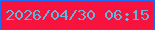 文字の大きさ：2、枠の色：216af5、背景の色：f7133d、文字の色：62b5db 無料ブログパーツのブログ時計