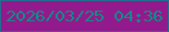 文字の大きさ：2、枠の色：216e91、背景の色：931a8d、文字の色：0b9186 無料ブログパーツのブログ時計