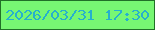 文字の大きさ：2、枠の色：217028、背景の色：77f773、文字の色：26b0cd 無料ブログパーツのブログ時計