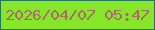 文字の大きさ：5、枠の色：21785f、背景の色：85e727、文字の色：ab6a67 無料ブログパーツのブログ時計