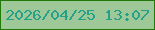 文字の大きさ：2、枠の色：21790a、背景の色：9ec897、文字の色：25a089 無料ブログパーツのブログ時計