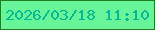 文字の大きさ：4、枠の色：217e1f、背景の色：68f498、文字の色：03ba94 無料ブログパーツのブログ時計